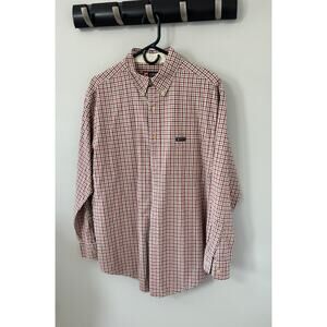 CHAPS, men's plaid long sleeve button down collar shirt, size medium